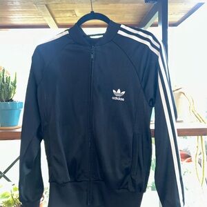 adidas Black Track Jacket with White Three-Stripe Sleeves